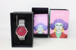 A women's as new Coluri Kahlo watch in scarlet (RRP £139).