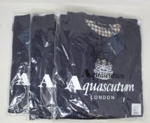 Three men's as new Aquascutum Felpa Uomo sweatshirts in navy (XL).