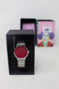A women's as new Coluri Kahlo watch in scarlet (RRP £139).