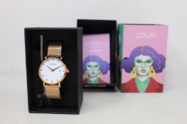 A women's as new Coluri Kahlo watch in snow (RRP £139).