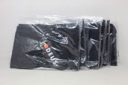 Six as new Deus Ex Machina Shield T-shirts in black (1 x M, 3 x L, 2 x XL- RRP £32 each).