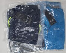 Two as new Gore Wear C3 sphere blue jerseys (Medium/small), two as new Gore Wear orbit blue 2 in 1