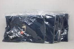 Six as new Deus Ex Machina Shield T-shirts in navy (1 x M, 2 x L, 2 x XL, 1 x XXXL - RRP £32 each).