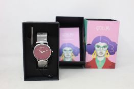 A women's as new Coluri Kahlo watch in scarlet (RRP £139).