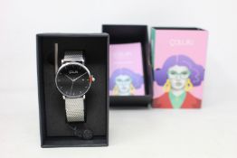 A women's as new Coluri Kahlo watch in black (RRP £139).