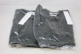 Two as new Calvin Klein superior wool crew neck sweaters in dark olive (M).