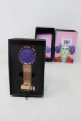 A women's as new Coluri Kahlo watch in violet (RRP £139).