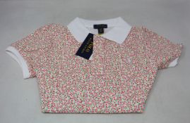Six girls as new Ralph Lauren floral polo tops (Sizes 2T, 4T, 7, 8-10, 12-14, 16).