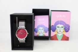 A women's as new Coluri Kahlo watch in scarlet (RRP £139).