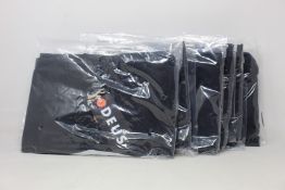 Six as new Deus Ex Machina Shield T-shirts in black (S, M, L, XL, XXL, XXXL - RRP £32 each).