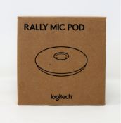 A boxed as new Logitech Rally Mic Pod Microphone in Black (M/N: 989-000430) (Box opened).