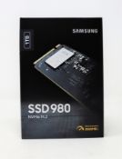 A boxed as new Samsung 980 1TB PCIe 3.0 NVMe M.2 Internal Solid State Drive (MZ-V8V1T0BW) (Box