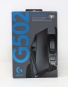 A boxed as new Logitech G502 Hero Lightspeed Wireless Gaming Mouse in Black (Box opened).