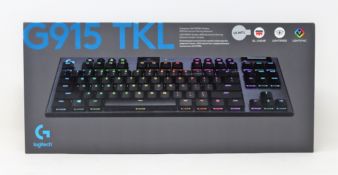 A boxed as new Logitech Gaming G915 TKL Wireless Gaming Keyboard in Black (US International