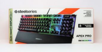 A boxed as new SteelSeries Apex Pro Mechanical Gaming Keyboard (UK 64634) (Box opened).