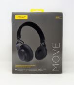 A boxed as new pair of Jabra Move Style Edition Wireless On-Ear Headphones in Black (Box sealed).