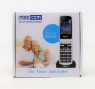 Four boxed as new Maxcom Comfort MM824 Mobile Phones in Red (Boxes sealed).