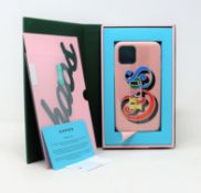 A boxed as new Chaos Pink Leather iPhone 11 Pro phone case (Box opened).