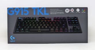 A boxed as new Logitech Gaming G915 TKL Wireless Gaming Keyboard in Black (UK layout) (Box sealed).
