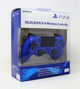 A boxed as new PS4 DualShock 4 V2 Wireless Controller in Wave Blue (Box sealed).