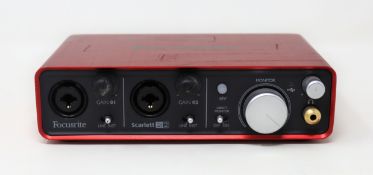 A pre-owned Focusrite Scarlett 2i2 USB Audio Interface (Untested, sold as seen).