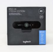 A boxed as new Logitech Brio 4K Stream Edition Webcam (Box sealed, some damage to box).