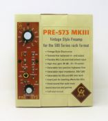 A boxed as new Golden Age PRE-573 MKIII Vintage Style Preamp for the 500 series rack format.