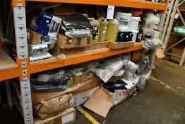 A large quantity of automotive parts and related items.