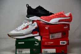 Three pairs of junior as new Puma trainer; X-Ray Lite (UK 4), evoSpeed Star 6 (UK 3) and Future