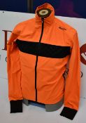 A men's as new Santini Guard Mercurio cycling rain jacket in orange (L - RRP £245).