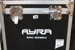 A pair of as new AYRA ERO 150BSW LED moving head with beam in a AYRA travel case.