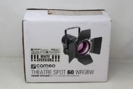A boxed as new Cameo Theatre Spotlight with PC Lens and 60W RGBW LED in White Housing (TS 60 W