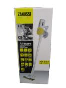 A new Zanussi Airwave Yellow cordless rechargeable 130W, 1Ltr 3 in 1 hand stick vacuum cleaner (