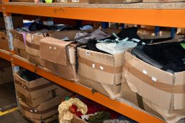 Seven boxes of pre-owned clothing and related items.