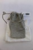 An as new Jimmy Choo Bon Bon crystal-embellished satin top-handle bag in glitter silver (No tags but