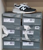 Six pairs of children's as new New Balance 997 trainers (5 x UK 3, 1 x UK 4).