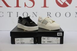 Two pairs of as new Kurt Geiger Lighter sneakers (UK 36).