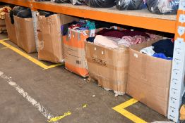 Six large boxes of pre-owned clothing and related items.