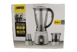 A new Zanussi 3 in 1 blender, chopper, grinder (ZBL 853GC) (Damage to outer box).