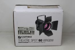 A boxed as new Cameo Theatre Spotlight with PC Lens and 60W RGBW LED in White Housing (TS 60 W