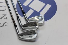 A set of as new Mizuno Tour JPX 921 iron golf clubs all with KBS $-Taper 120 shafts (Include 4,5,6,
