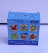 A box of Aovowog wooden jigsaws puzzles (Eighteen per box).