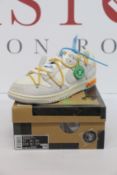 A pair of as new Nike Dunk Low Off White Lot 34 with authentication tag (UK 11).