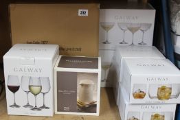 As new Galway Irish Crystal - four boxes of Erne Tumblers (4 each), two boxes of Erne Saucer