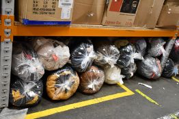 Thirteen bags of pre-owned clothing and related items.