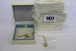 Nine AGVANA initial necklace, 925 sterling silver letter necklace yellow gold plated CZ cubic