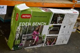 A Keter Eden garden storage bench.