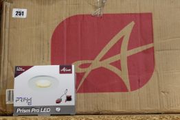 Forty boxed as new Ansell APRILEDP/WW Prism Pro Gen2 6W Warm White LED Fire Rated Downlights.