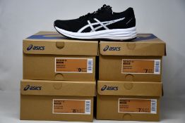 Four pairs of women's as new Asics Patriot 12 trainers (UK 5, 5.5, 6.5, 7).