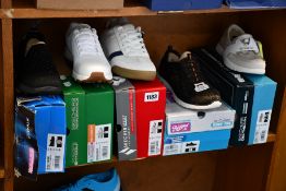 Five pairs of assorted Skechers footwear.